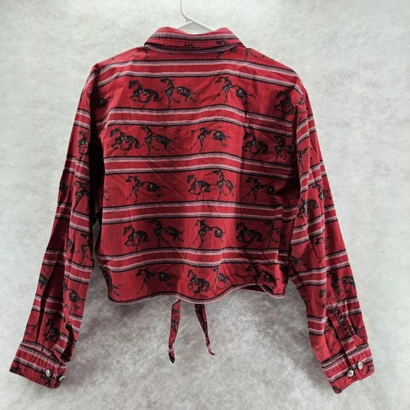 Wrangler Women’s  XL Western Wear For Women Horse Print Button Up Crop Top VTG - Picture 8 of 9